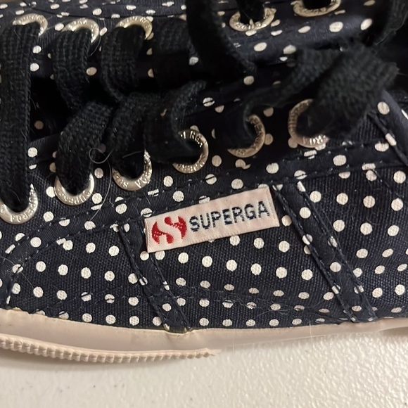 SuperGa blue/white polka dot sneakers . Sz 9 - Picture 2 of 5